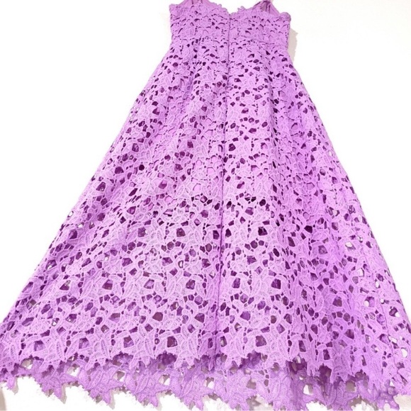 NEW ASTR Sheer Lace V Neck A Line Fit and Flare Midi Dress Orchid Purple XS - Picture 7 of 13